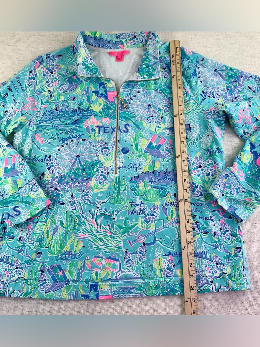 Lilly Pulitzer Bayside Blue Lilly Loves Texas UPF 50 Skipper Popover quarter zip - Picture 5 of 10
